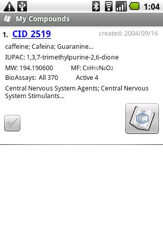 PubChem Mobile : 研究者におすすめ！PubChemをAndroidから検索！Androidアプリ419