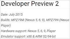 Google、Android  M Developer Previewをアップデート！「Preview 2」を公開！